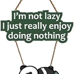 Decor Smart Lazy Panda Wooden Wall Hanging | Funny Quote Wall Hanging for Bedroom | Office | Living Room | Cute Animal Decorative Wooden Sign | MDF Art for Home Decor and Decoration (DWA_5701)-picture-16