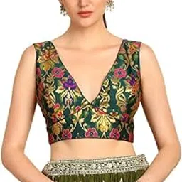 soch Womens Floral Plunge Neck Silk Blend Padded Blouse-picture-49