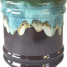 UrbanRoots Barrel Ceramic Pot (6 inch) (Brown Blue)-picture-63