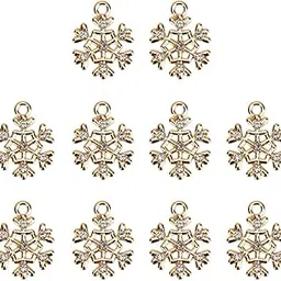 Amosfun 10 Pcs Rhinestone Christmas Snowflake Charm Pendants for DIY Necklace Bracelet Jewelry Making Charm Supply-picture-31