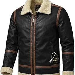 futse peno Leather Strip Winter Jacket for Men | Warm Leather Coat | Windproof & Light Rain Resistant | Cozy Fur Lining | Black Color (Gray bg_leatherstrip_P)-picture-36