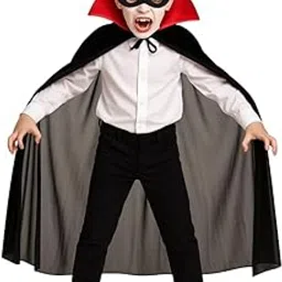 Wanna Party Halloween Vampire Cloak for Kids, 80cm Black Vampire Cape with Red Stand Up Collar for Halloween Vampire Costume for Kids-image-19