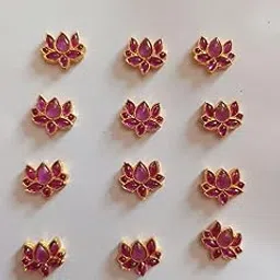 Invisible Necklace Making or Other Imitation Jewellery Making Pendant or kundan Connector, Pack of 12, Purple in Color Single Color Design Lotus or Kamal Shape South Indian Jewellery, Marathi Fashion image 1