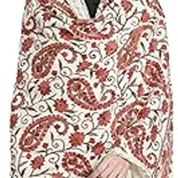 zamour Kashmiri Women's Aari Embroidery Kadhai Woolen Shawl Stole Wrap 80 inches x 30 inches-picture-16