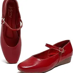 jm looks Women’s Mary Jane Flats Shoes | Classic Buckle Strap Comfortable Dress Shoes-picture-44