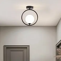 Corridoio Modern Circular Ceiling Lighting Milky Forest Glass Gold Metal Modren Style Celing Hanging Pendant Light Lamp for- Celling, Hall, Celing Deocr Light without Bulb (BLACK)-picture-17