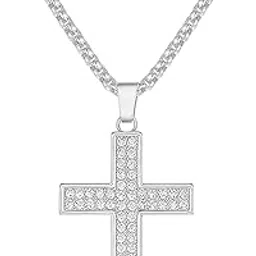 Pendant Necklace with Rhinestones for Men & Women –Chain, Hip Hop Iced Out Jewelry, Unisex Faith Pendant Gift Colour Gold-Silver-Black-image-61