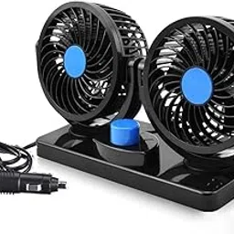 Dhanvine 12V DC Electric Car Fan for Dashboard, Double Head Cooling Electric Fan, 360 Degree Rotatable Small Fan for Car with 2 Speed Control Compatible with Mini Cooper-image-49
