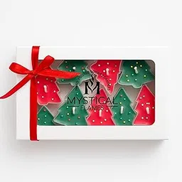 Christmas Tree Tealight Candles | Red and Green Decorative Candle Gift Box with Festive Design | Pack of 8-picture-26