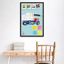ArtzFolio Tuk Tuk in Thailand | Bulletin Board Notice Pin Board | Vision Soft Board Combo with Thumb Push Pins & Sticky Notes | Dark Brown Frame | 24 x 36 inch (61 x 91 cms)-picture-45