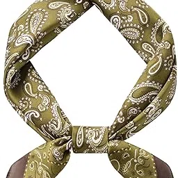 mariorlsy Men's Vintage Silk Feel Square Scarf - Luxury Satin Bandana Neckerchief with Tiny Medallion & Geometric Print - Versatile Headscarf Fashion Accessory for Men-picture-32