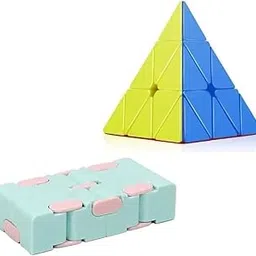 Khelo Toy Sticker Less Magic Pyramid Puzzle Cube Hard Movement High Stability Stickerless Flat Pyramid Cube (Cube Combo Set of 2) (Pack of 2)-picture-21