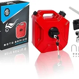 MOTO GENIUS Universal 5 Liter Fuel Jerry Can With Clamp and Cap For Motorcycle | Fuel Container Heavy Duty construction for Petrol/diesel/kerosene Storage (Red)-image-36