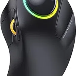 ProtoArc EM03 Wireless Bluetooth Trackball Mouse, Ergonomic RGB Rollerball Rechargeable for Computer, Laptop, 3 Device Connection & Index Finger Control for iPad, Mac, Windows - Graphite-picture-60