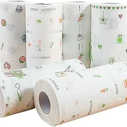 CLYDORA Multipurpose Non-Woven Reusable Kitchen Paper Roll – 50 Printed Oil-Absorbing And Non-Stick Washable Cleaning Cloth Sheets, Durable Kitchen Towels (Pack of 1)-picture-35