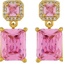 kushal's Fashion Jewellery Green Gold Polished Copper Trendy Zircon Earrings, Best for Casual Wear & Special Occasion-picture-43