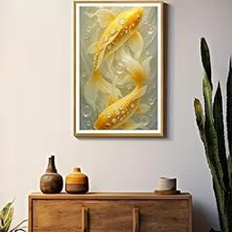 999STORE Box Fiber Canvas Painting Frame - Diamond-Studded Golden Koi Fish Wall Art 24x36 | Elegant Jewel-Inspired Canvas Decor GOF24360851-picture-12