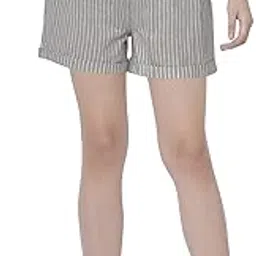 Martini Women Western Casual Stylish Striped Cotton Shorts (Brown, Size : 28-34)-picture-47