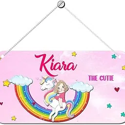 ASHVAH Unicorn Personalized Room/Door Kids Name Plate Wall/Door Sign Kids Room Décor- Size :- 28 x 14 cm, Name - Kiara-picture-11