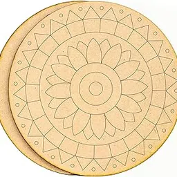 AJANTA ROYAL Premium MDF Mandala Art Board-3.5mm Thick Round Laser Engraved Design | DIY Lippan Art, Mandala Painting, Clay Craft Base | (Set of 2 Pieces) (4x4 inch) (MDL-11)-image-29