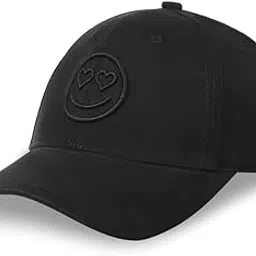 droop Baseball Cap for Men & Women | Adjustable Strap & Snapback Closure | Smiley Embroidered Design | Unisex Pure Cotton Twill Cap for Sports, Gym, Running & Casual Wear | Moisture-Absorbing Black-picture-17