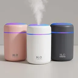 H2O Mini Portable Humidifier with LED Night Light | USB Powered Cool Mist Air Purifier & Aroma Diffuser for Home, Office, Bedroom & Car | Silent Operation (300ml, White).Pack of 1-picture-17