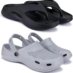 pampy angel Combo Pack of 2 Slipper/Flip Flops/Slides/Clogs/Sandals for Men (V-600 Vs Clog 500) image 1