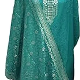 latest Womens designer pure woolen kashmiri suit(salwar kameez and shawl) winter wear kani,stylish woollen kurta pant set dress material (unstitched fabric) by pure Pashmina wool tex.(GREEN) SRT2R-picture-41