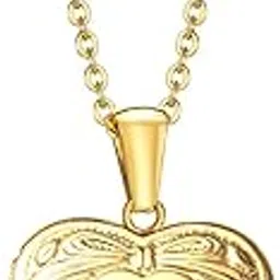 via mazzini 18K Real Gold Plated Heart Photo Memory Locket Pendant Necklace With Chain Valentine Gift For Women And Girls (NK0990) 1 Piece Only-picture-24