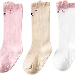 GUCHIGU Unisex Baby Knee High Socks Toddlers Breathable Cute Print Sock Anti-mosquito Knit 3 Pair Cotton Ankle Length Long Socks for Little Kids Boys Girls (Multicolor, 6-24 Months, Pack of 3)-picture-23