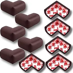 KidDough Baby Proofing Corner Guards-Pack of 10 Brown Pieces, Corner Protector for Sharp Edges, Table Corner Protector for Baby Safety, Pre-Taped Dense Corner Guard for Kids Safety, Soft Cushion Edge-image-74