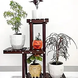 Dime Store Wooden Plant Stand for Balcony Living Room Indoor Outdoor Plant Stand Foldable Display Rack Storage Rack for Patio Garden Yard (Small)-picture-30
