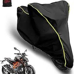 AUTOBIRSA Waterproof Two Wheeler Cover for KTM Duke 390 Bike | UV Proof, Heat Resistant & All Weather Protection | Black & Yellow Piping Color | Durable & Triple Stitched - Custom Fit Cover-picture-12