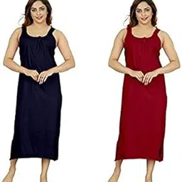 d'heer fashion Women's Cotton Full Length Gown Maxi Nighty Slip-picture-28