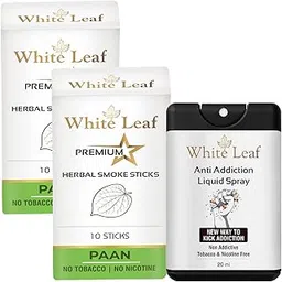 White Leaf Natural Herbal Cigarettes Paan Flavour(20 Sticks) 100% Tobacco-Free and Nicotine-Free With Anti Addiction Shot Spray 20 ml Made From Ayurvedic Herbs | Free From Additives and Chemicals Free-picture-26