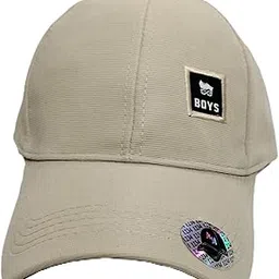 Boys Classic Baseball Cap, Beige Cotton, Adjustable Casual Sports Hat with Brand Patch, Unisex-picture-28