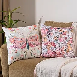 haus & kinder 100% Cotton Duck Printed Cushion Covers | Pack of 2 | Floral Charm | 16 in x 16 in-picture-38