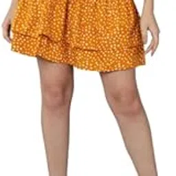 vahson Designer Printed Layered & Flared Above Knee Length Royal Regular Fit Short A-Line Crepe Skirt Midi for Women/Girls-picture-12