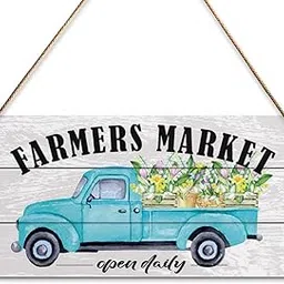 Spring Wall Decor Sign, Farmers Market Open Daily, Spring Decorations for Home Bedroom Door Porch Rustic Flora Hanging Sign Spring Decor Indoor Outdoor Farmhouse Plaque-picture-34