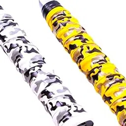 Acers Badminton Racket Grip PU (Rubber) Soft Antislip Pack of 2 Racquet Overgrip/Tape Army (1 White 1 Orange) image 1