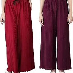 irha Women Stylish Viscose Rayon Fabric Solid Color Combo Pleated Palazzo Pants-picture-13