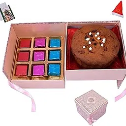 MANTOUSS Christmas Double Decker Chocolate Gift Box/ Christmas Plum Cake Hamper/Basket + Plum Cake (300gms) + Christmas Card + Santa Cap-picture-11