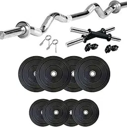 Home Gym Combo, Home Gym Set, Gym Equipment Set, 18 Kg Rubber Weight Plates with Dumbbell Rod and 3 ft Curl Rod with 2 Locks Exercise & Fitness Kit Black, (2.5Kg X 4 Plates, 2Kg X 4 Plates)-picture-15