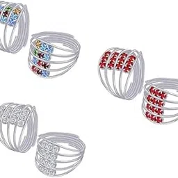 smarnn Silver Plated Toe Rings for Women Bichiya Sprial Foot ring (Pack of 6)-picture-10