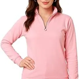 Bright Nex Classic Quarter Zip Pullover Sweatshirt for Women, Long Sleeve Cotton Blend, Available in Multi Colors, Casual Athletic Wear-picture-17