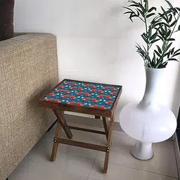 Nutcase Designer Teak Wood Side Table Folding Wooden Bedside Coffee Outdoor Picnic Table - Bird-picture-21