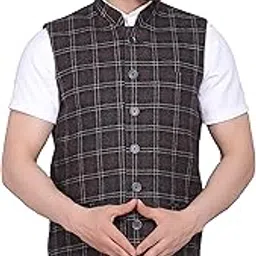 clothink india Men's Tweed Bandhgala Wool Festive and Casual Nehru Jacket Vest Waistcoat-picture-26