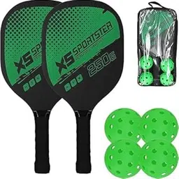 GOPINATH ECOM Pickleball Racket Set with 2 Wooden Paddles 4 Outdoor Balls 40 Holes and Carry Bag | Lightweight Non Slip Grip Pickleball Paddle Set for Beginners Adults Kids Indoor Outdoor Sports image 1
