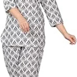 Top & Pant Cotton Co-ords Set for Women | Round Neck 3/4 Sleeve | Stylish & Comfortable Matching Outfit for Casual & Party | Grey |-image-33
