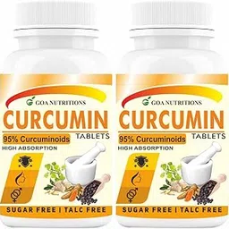 GOA NUTRITIONS Curcumin With Piperine (95% Curcuminoids Supplements), Ginger as Immunity Booster, Anti-inflammation Joint Support, No Sugar -120 Tablets (Pack 2)-picture-10